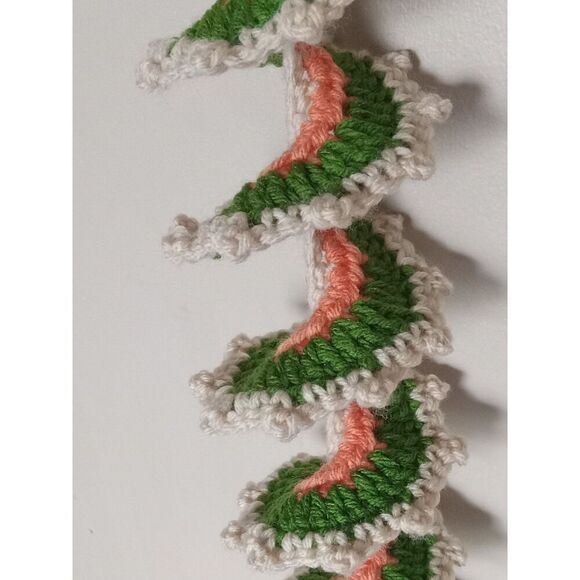 Handmade Colorful Green Cream & Coral Acrylic Crochet Spiral Wind Spinner Decor - Picture 2 of 8